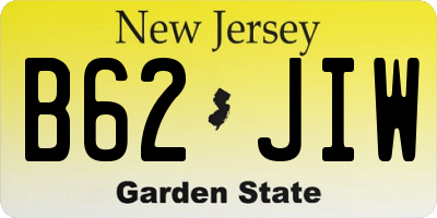 NJ license plate B62JIW