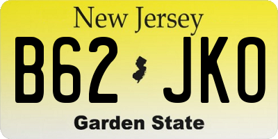 NJ license plate B62JKO