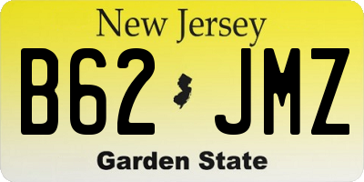 NJ license plate B62JMZ