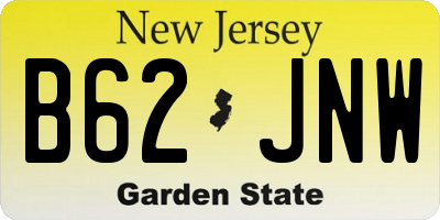 NJ license plate B62JNW