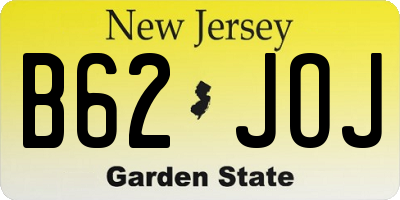 NJ license plate B62JOJ