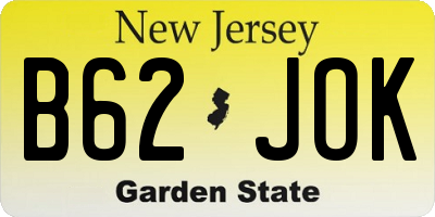NJ license plate B62JOK