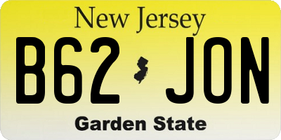 NJ license plate B62JON