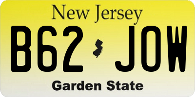 NJ license plate B62JOW