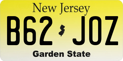 NJ license plate B62JOZ