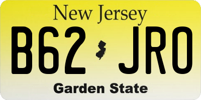 NJ license plate B62JRO