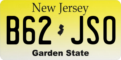 NJ license plate B62JSO
