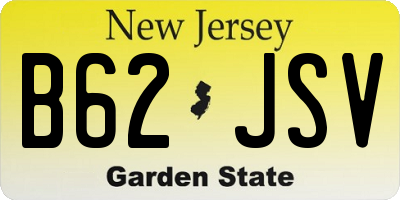 NJ license plate B62JSV