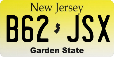NJ license plate B62JSX