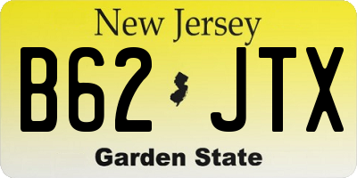 NJ license plate B62JTX