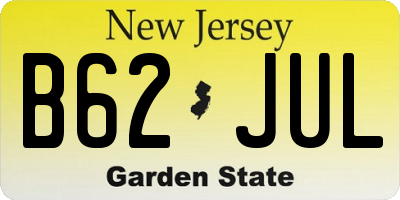 NJ license plate B62JUL