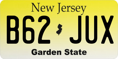 NJ license plate B62JUX