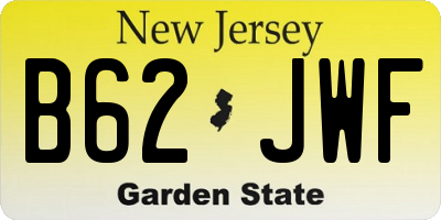 NJ license plate B62JWF