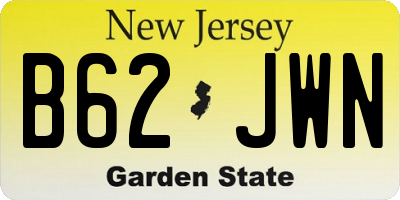 NJ license plate B62JWN