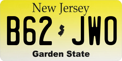 NJ license plate B62JWO