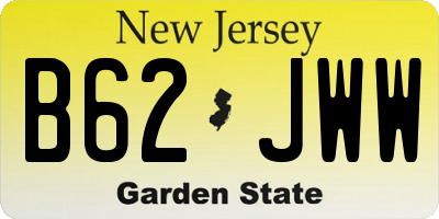 NJ license plate B62JWW