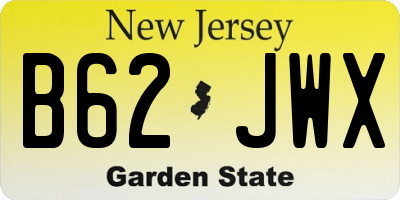 NJ license plate B62JWX