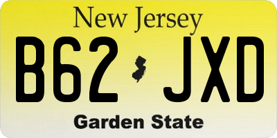 NJ license plate B62JXD