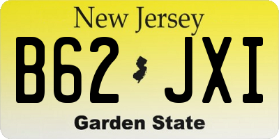 NJ license plate B62JXI