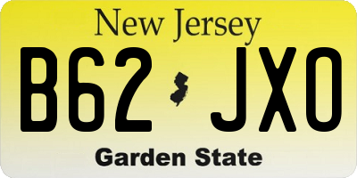 NJ license plate B62JXO
