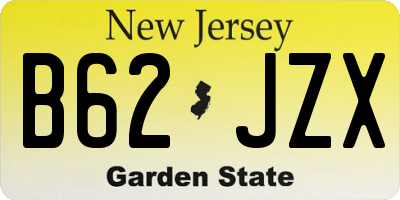 NJ license plate B62JZX