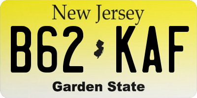 NJ license plate B62KAF