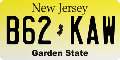 NJ license plate B62KAW