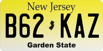 NJ license plate B62KAZ