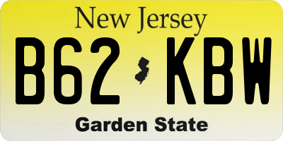 NJ license plate B62KBW