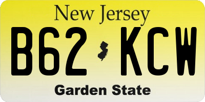 NJ license plate B62KCW