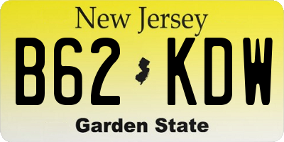 NJ license plate B62KDW