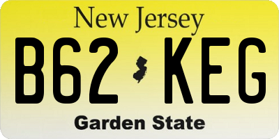 NJ license plate B62KEG