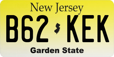 NJ license plate B62KEK