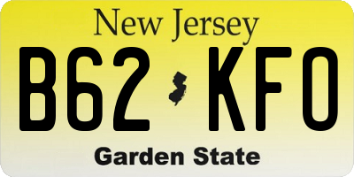 NJ license plate B62KFO