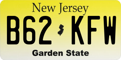 NJ license plate B62KFW