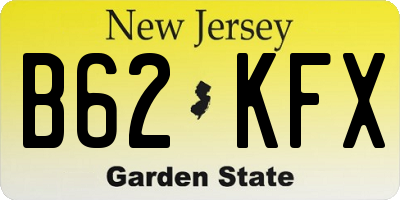 NJ license plate B62KFX