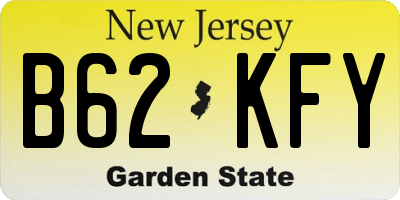 NJ license plate B62KFY