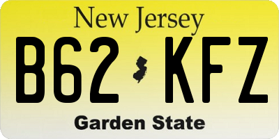 NJ license plate B62KFZ