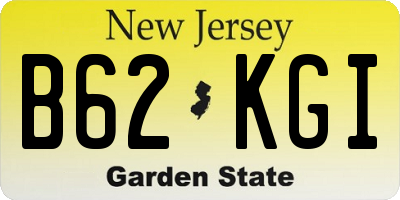 NJ license plate B62KGI