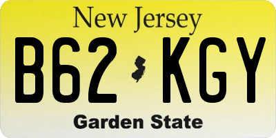 NJ license plate B62KGY