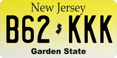 NJ license plate B62KKK