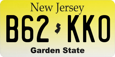 NJ license plate B62KKO
