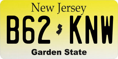 NJ license plate B62KNW