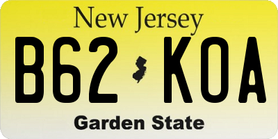 NJ license plate B62KOA