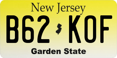 NJ license plate B62KOF