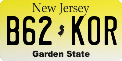NJ license plate B62KOR