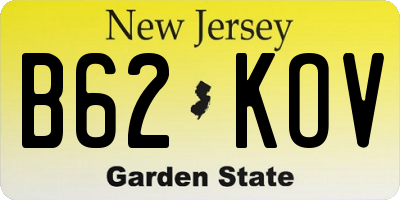 NJ license plate B62KOV