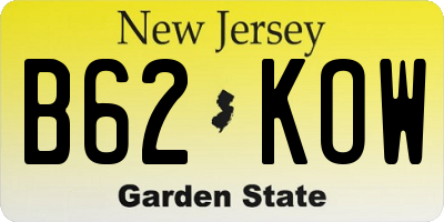 NJ license plate B62KOW