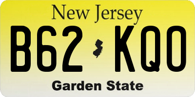 NJ license plate B62KQO