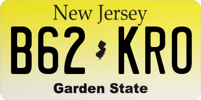 NJ license plate B62KRO